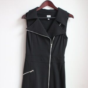 Cache Black Midi Dress with Zipper Accents
